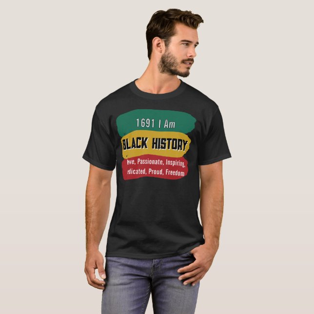 1619 Je suis noir Histoire T-shirt (Devant entier)