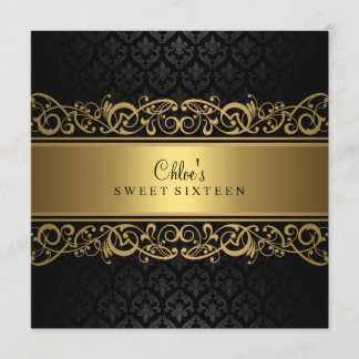16 ans | Invitation Gold & Black Damask