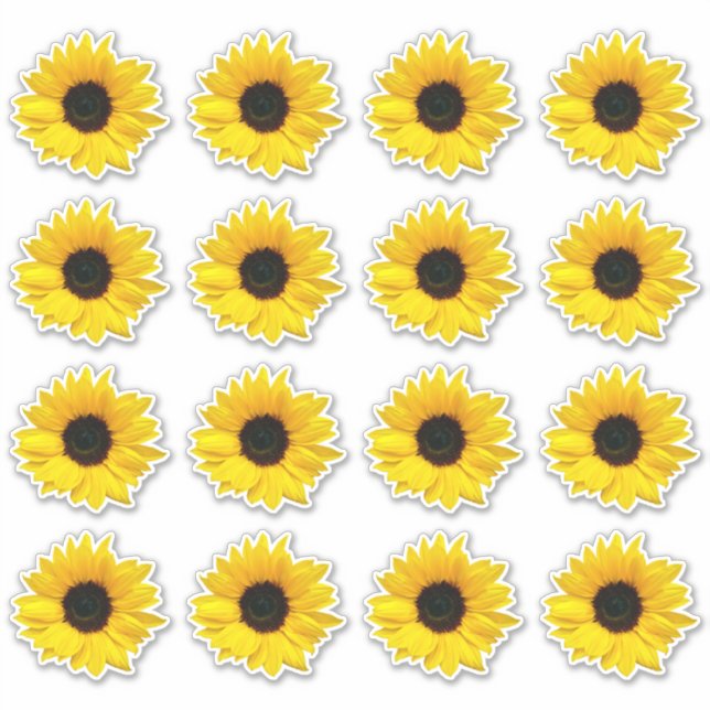 16 autocollants Kiss-Cut de fleur de tournesol jau (Devant)