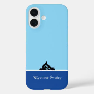 16 Coque bleue pour iPhone avec motif de chaton migno