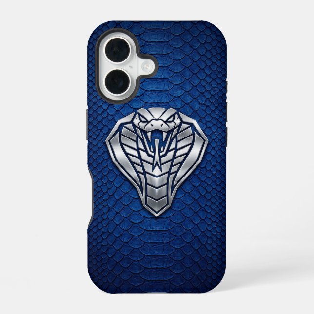 16 Coque iPhone Cobra Géométrique Chrome Argent Pytho (Verso)