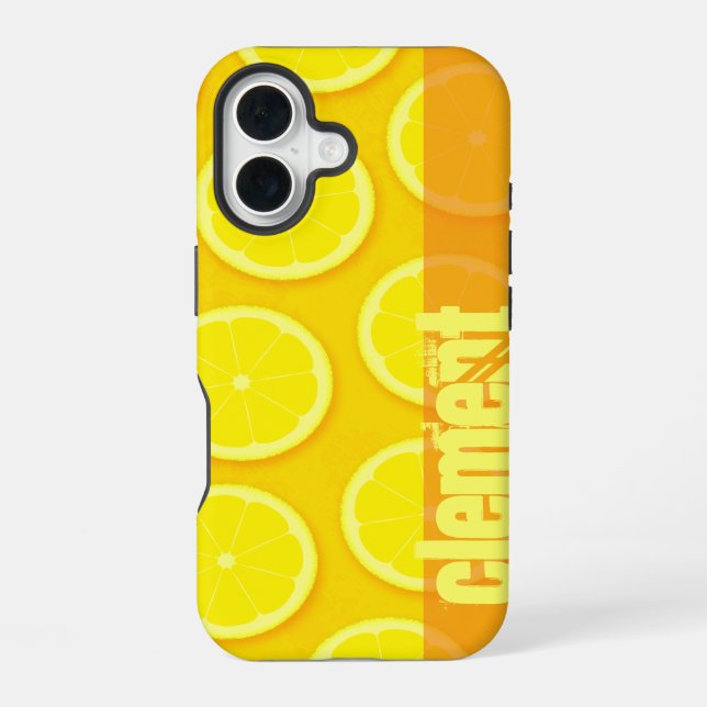 16 Coque iphone de nom jaune vif tranche de citron (Verso)