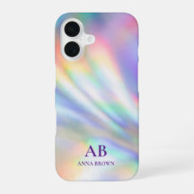 Coque iphone de nom personnalisé Iridescente Monog
