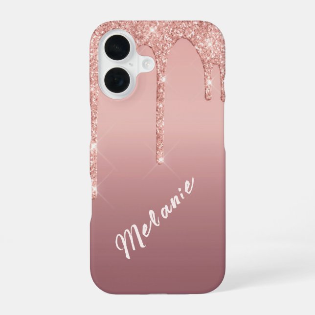 16 coque iphone de Parties scintillant Gold rose avec (Verso)