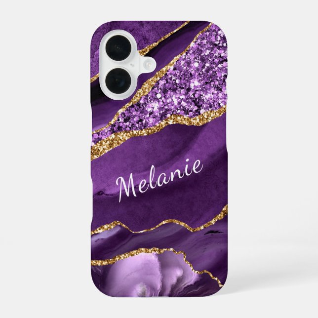 16 Coque iphone de Parties scintillant Purple Gold av (Verso)