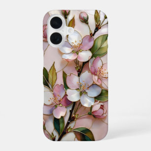 16 Coque iPhone Fleur de Cerisier Vitrail Floral