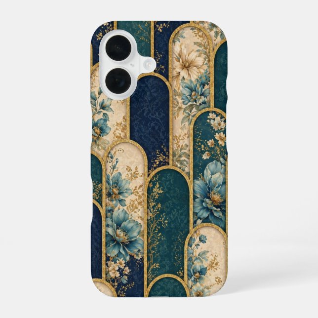 16 Coque iPhone OtterBox Luxueuse Fleurs Bleu Turquoi (Verso)