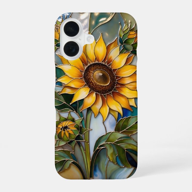 16 Coque iPhone Tournesol Vitrail Fleur Jaune (Verso)