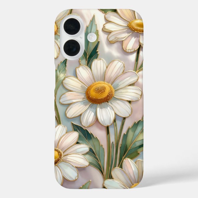16 Coque pour iPhone Elegant Daisy Verre teinté flora (Verso)