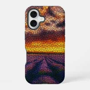 16 Golden Sunset Lavender Field iPhone / coque ipad
