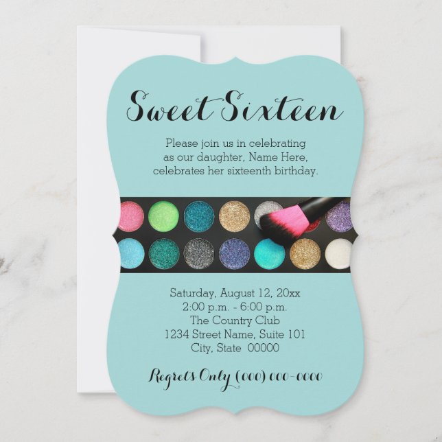 16 invitations de maquillage de Parties scintillan (Devant)