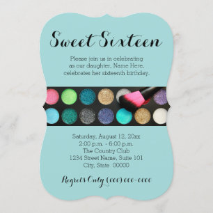 16 invitations de maquillage de Parties scintillan