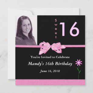 16 invitations roses et noires sucrées
