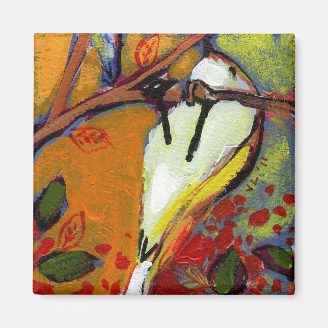 16 Oiseaux, no 14 - Aimant Carré (Devant)