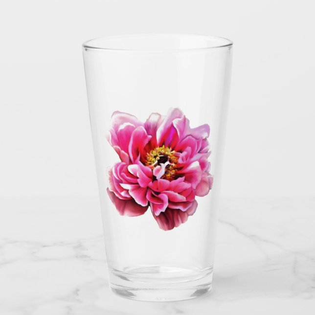 16 oz de verre tumbler pivoine rose (Devant)