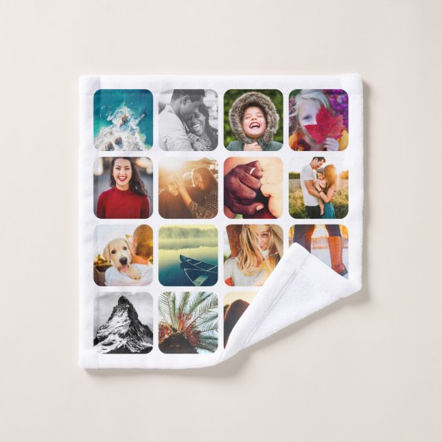 16 Photo Laver Modèle Carré Roundé Frame (Gant de toilette)