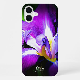 16 Plus Coque iphone Fleur Iris violet personnalisé