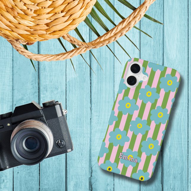 16 Plus Flower Power Stripes Personnaliser le Coque iphone (Créateur téléchargé)