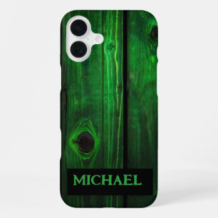 16 Plus Neon Green Wood Moderne iPhone Abstrait / coque ip
