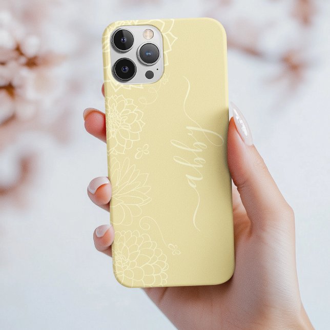 16 Pro Beurre jaune floral Script iPhone / coque ipad (Créateur téléchargé)