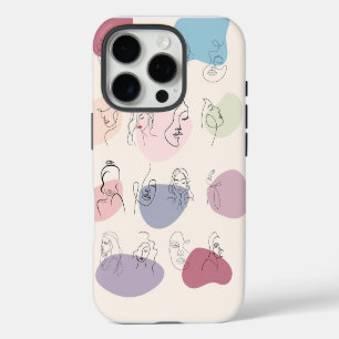 16 Pro Coque iphone d'art branché Abstrait Woman Line