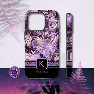 16 Pro Coque iphone de Monogramme à la mode violet rose