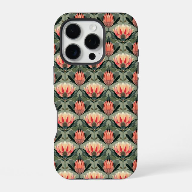 16 Pro Coque iphone de Motif vert de corail tropical (Verso)