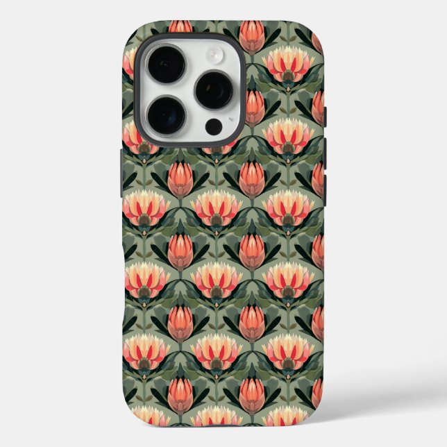 16 Pro Coque iphone de Motif vert de corail tropical (Verso)