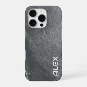 16 Pro Coque iphone de texture en ardoise grise
