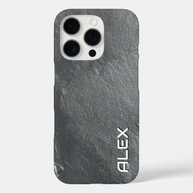 16 Pro Coque iphone de texture en ardoise grise (Verso)