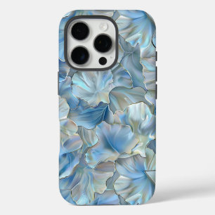 16 Pro Coque iphone d'impression bleu pétale Iridescente