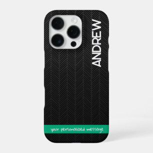 16 Pro Coque iphone personnalisé noir moderne avec messag