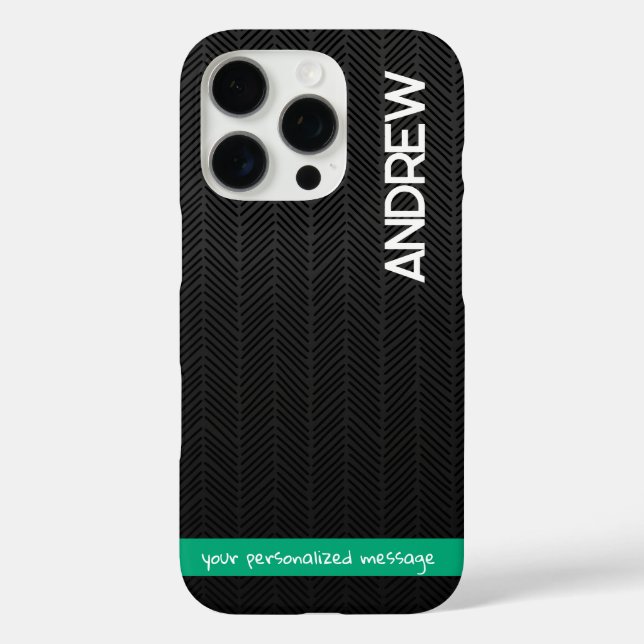 16 Pro Coque iphone personnalisé noir moderne avec messag (Verso)