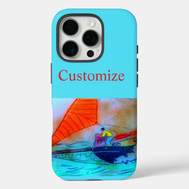16 Pro coque iphone voilier à voile rouge (Verso)