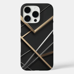 16 Pro Élégant coque iphone moderne Black & Gold