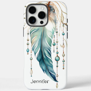 16 Pro Max Aquarelle Turquoise Sacrée Plume iPhone / coque ip