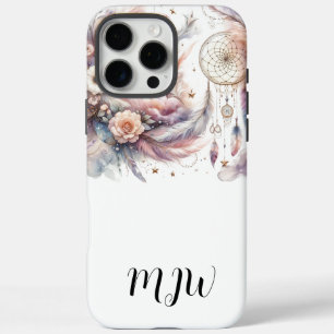 16 Pro Max Boho Floral Feather iPhone / coque ipad