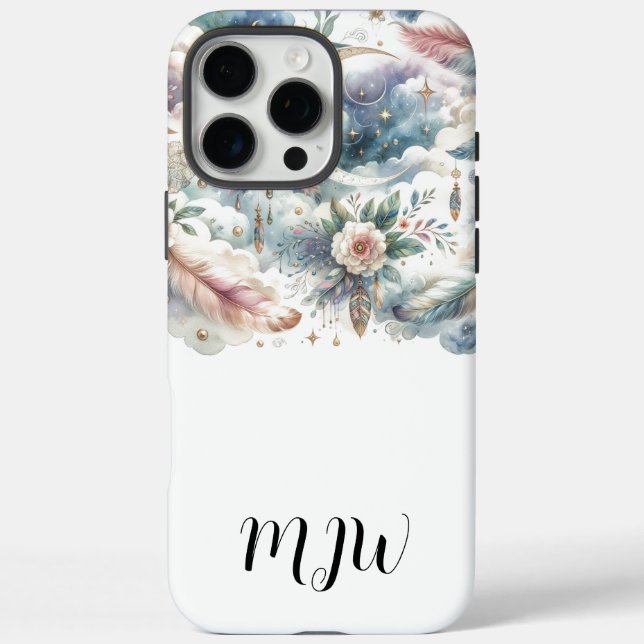 16 Pro Max Céleste Boho Feather iPhone / coque ipad (Verso)