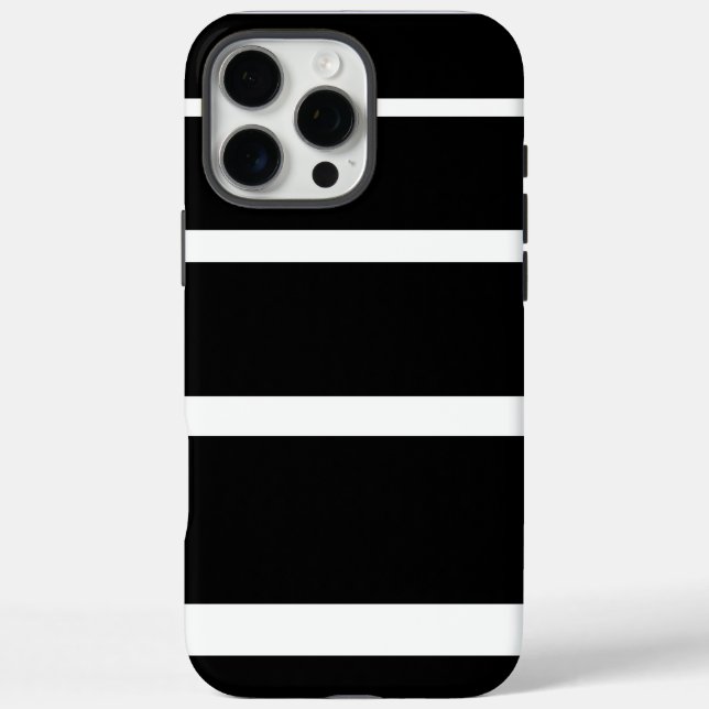 16 Pro Max Coque iphone à rayures noir et blanc (Verso)