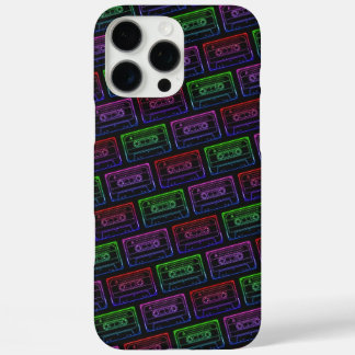 16 Pro Max Coque iphone avec Motif de casette Neon Multicolor
