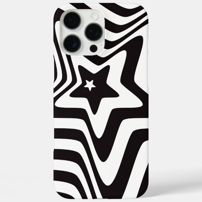 16 Pro Max Coque iphone de l'étoile d'illusion d'optique noir (Verso)