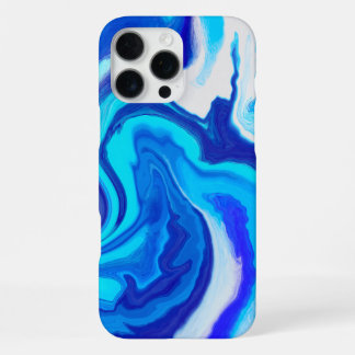 16 Pro Max Coque iphone de peinture bleu et Marbre blanc