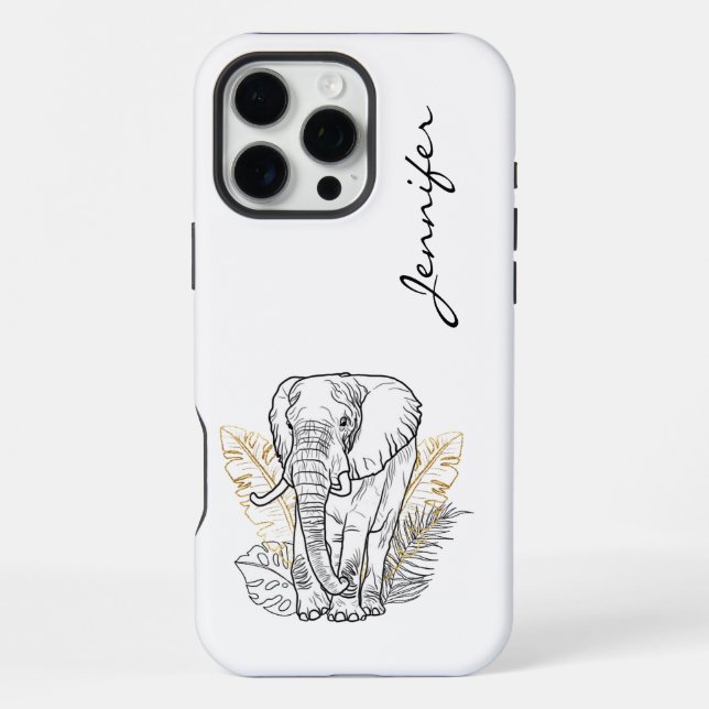 16 Pro Max Coque iPhone éléphant chic moderne  (Verso)