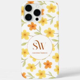 16 Pro Max Coque iphone personnalisé avec orange Fleur jaune