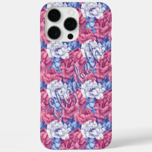 16 Pro Max Coque iPhone Pivoines Violettes Nom Personnalisé P