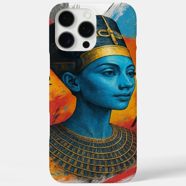 16 Pro Max Cyber Nefertiti coque iphone - Egyptian Neon Tech (Verso)