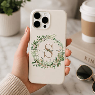 16 Pro Max Élégant coque iphone de monogramme botanique avec 