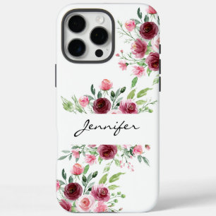 16 Pro Max Elégante aquarelle florale Rose iPhone / coque ipa