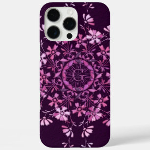 16 Pro Max élément floral vintage. monogramme. coque iPhone
