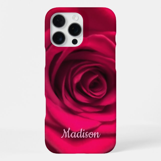 16 Pro Max Étui iPhone Coque Rose Rouge (Verso)